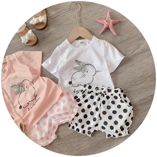 SET BỘ BÉ GÁI QUẦN BI ÁO NƠ THỎ COTTON