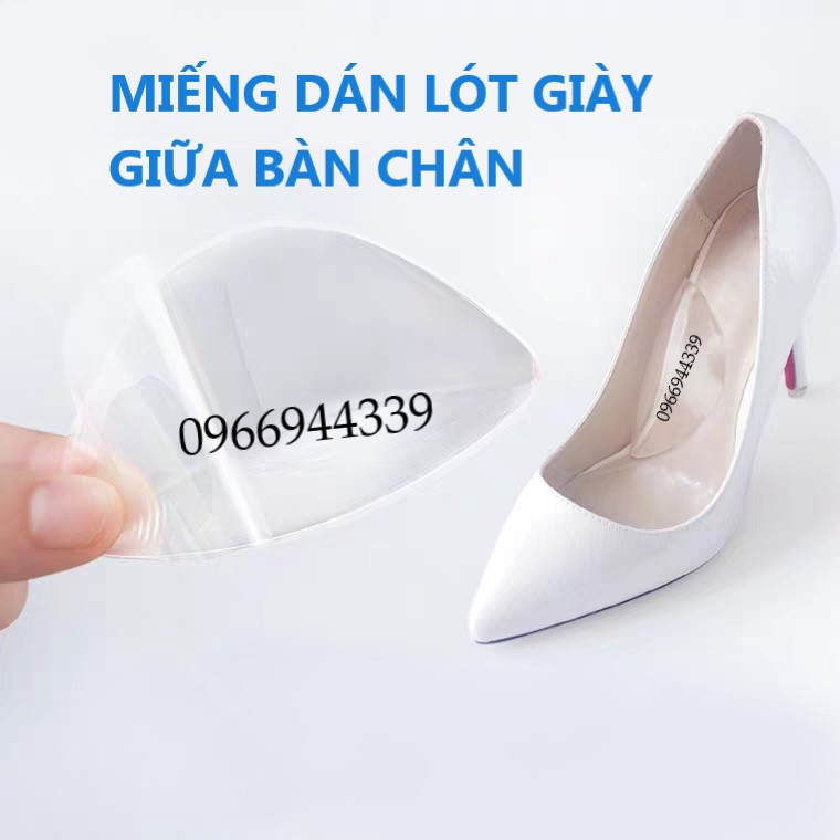 Miếng Dán Lót giày silicon giữa lòng bàn chân, giảm đau mang giày cao gót, bàn chân bẹt - Bộ 2 cái