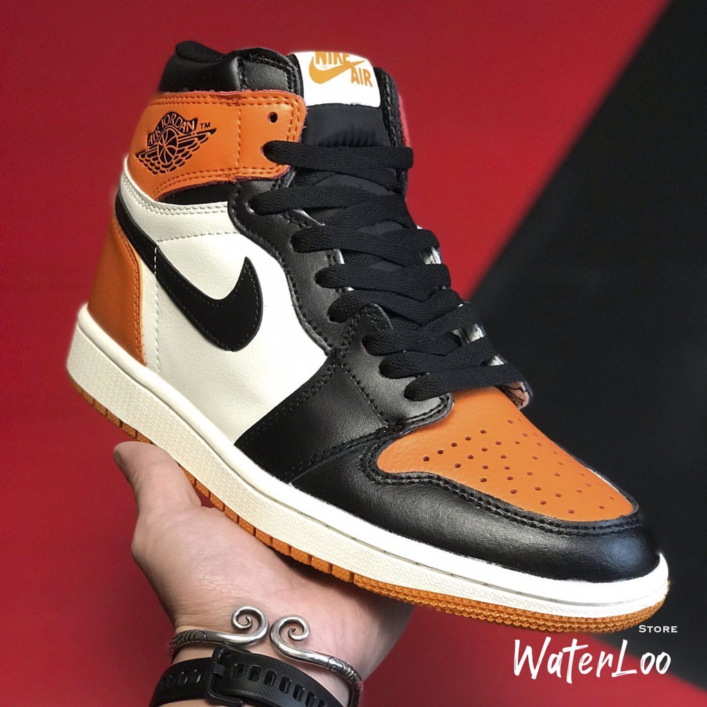 [FREESHIP+HỘP+QUÀ] Giày Thể Thao Sneakers AIR JORDAN 1 Retro High Shattered Backboard màu cam đen mũi cam