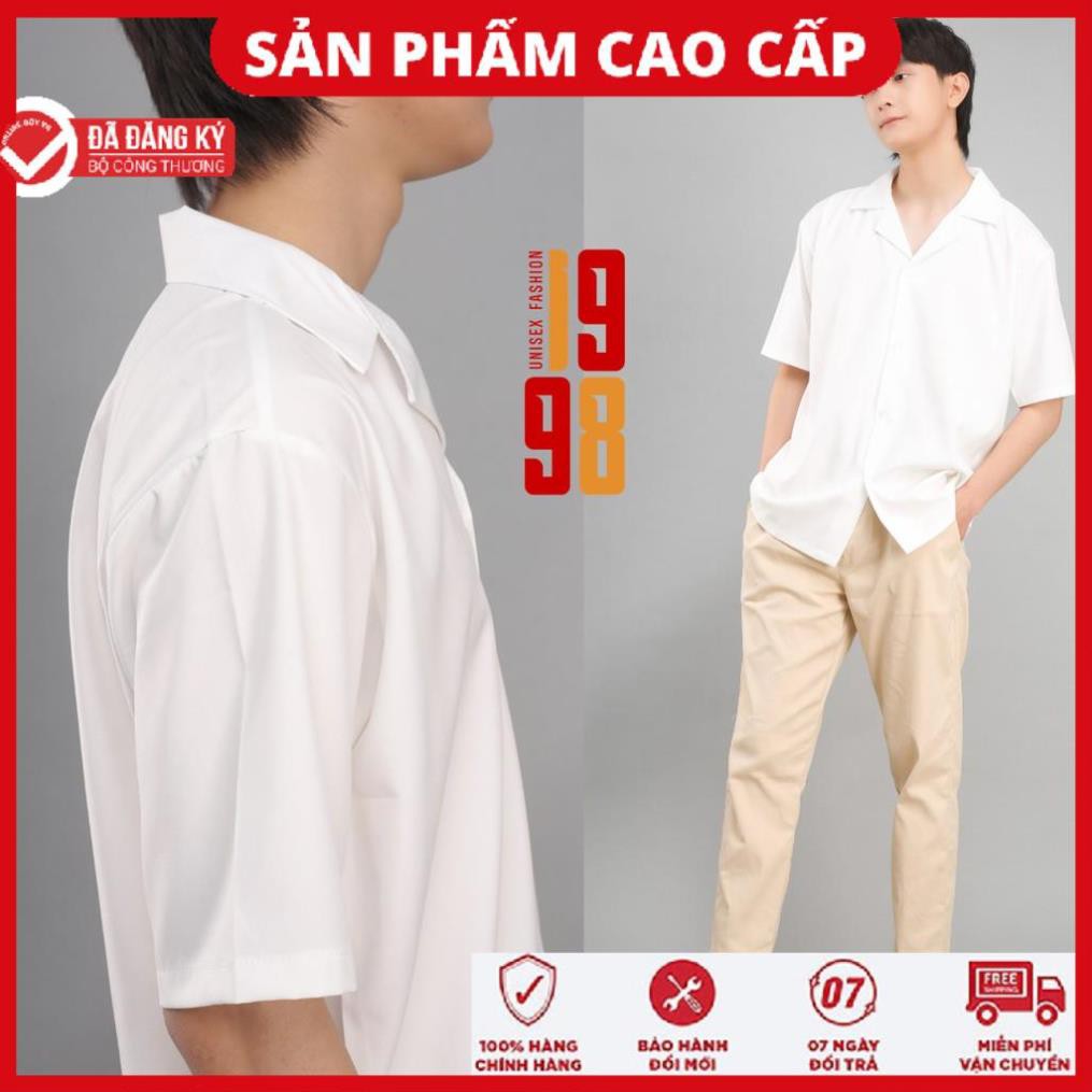 Áo sơ mi tay ngắn áo sơ mi cổ vest tay ngắn from rộng đi học đi chơi