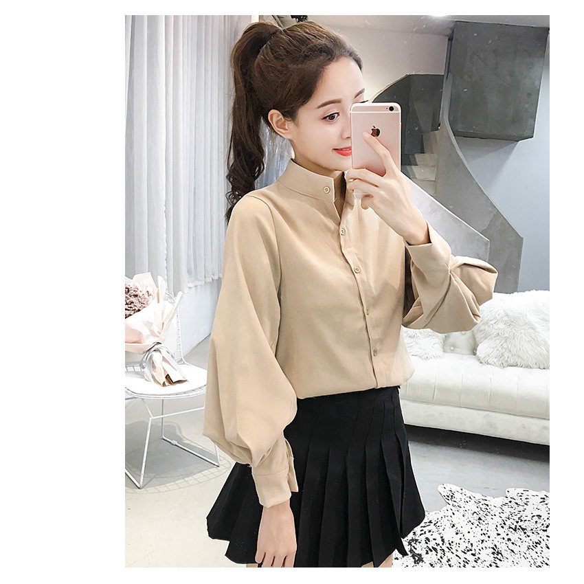 Áo sơ mi SUXI dài tay form rộng phong cách Hàn Quốc