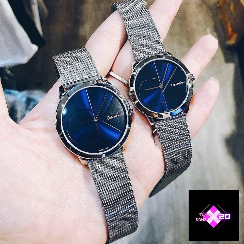 Đồng hồ đôi Calvin Klein Minimal Blue Dial  K3M2112N &amp; K3M2212N ; Black K3M214X1 &amp; K3M224X1 . 40mm &amp; 35mm. 3atm