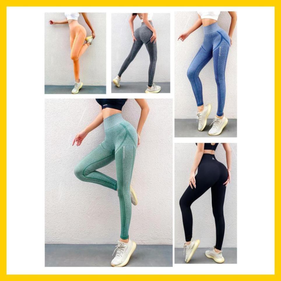 [EMMA] Quần Tập Gym Nữ Yoga [LEGGING] Naqi Sọc Dệt Kim Sóng Mới [ĐỒ TẬP]