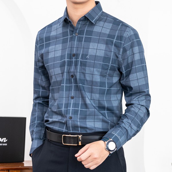[HÀNG VIỆT NAM] Áo Sơ Mi Nam Dài Tay Công Sở Anton Xanh Caro Sợi Tre Thoáng Mát, Thấm Hút Mồ Hôi - XAC130 | BigBuy360 - bigbuy360.vn