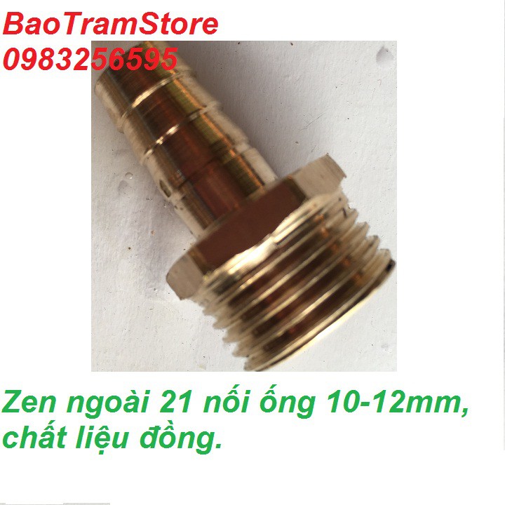 Nối co đuôi chuột ren ngoài 21 nối ống 12mm