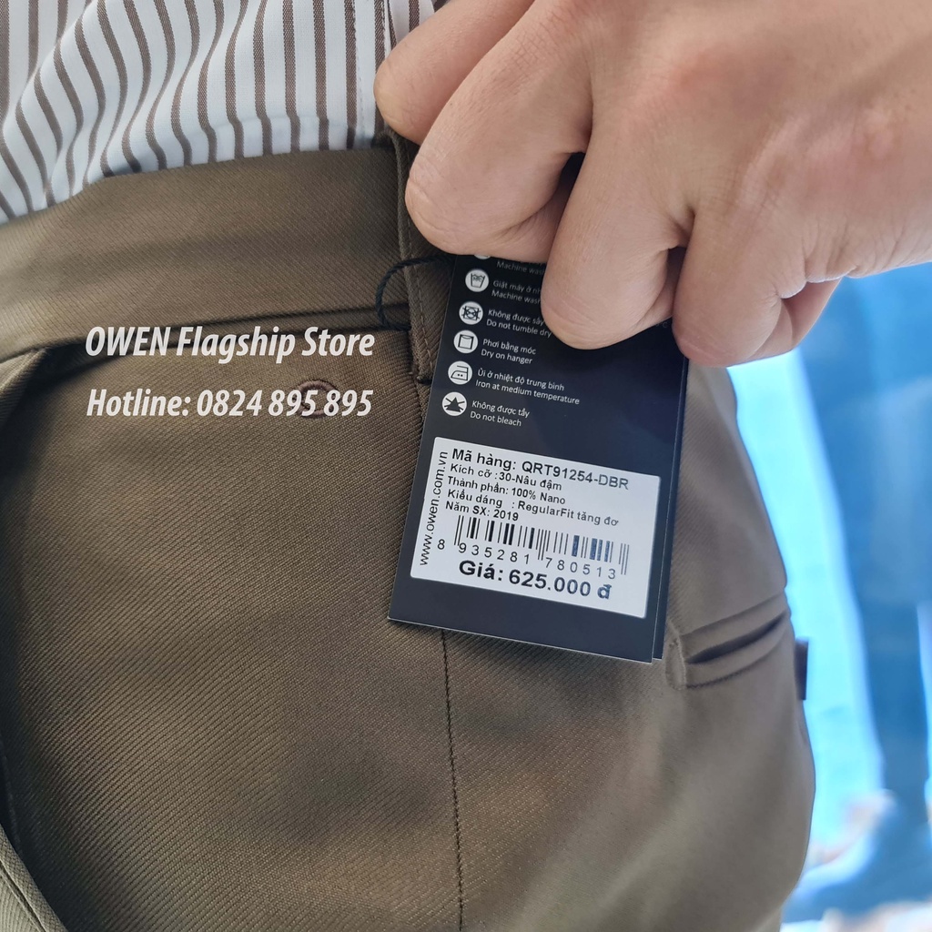 OWEN -  Quần âu nam công sở dáng REGULAR trợ cạp Tăng đơ co dãn sợi NANO mã QRT91254 - OWEN Flagship Store