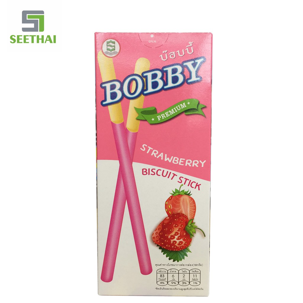 Bánh que kem dâu Bobby 18gr bánh que Thái Lan Biscuit stick milk strawberry