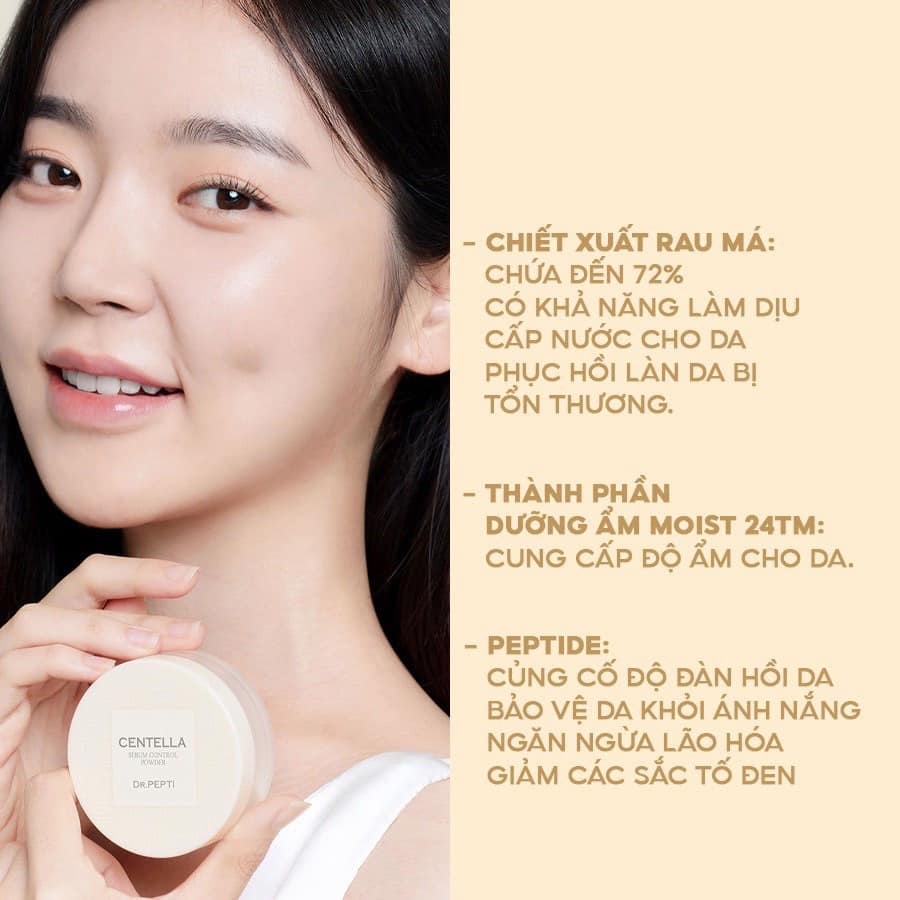 [Chính Hãng] Phấn Phủ Kiềm Dầu Dr.Pepti Centella Sebum Control Powder 10g