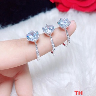 Nhẫn bạc nữ đính đá tự nhiên dáng to NB0221