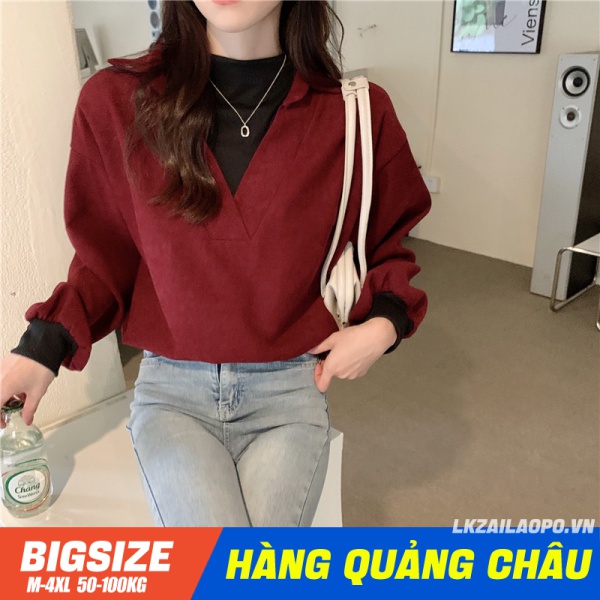 Áo sơ mi nữ ⚡️𝐁𝐈𝐆𝐒𝐈𝐙𝐄⚡️ áo tiểu thư form rộng Giả Hai tay dài mùa xuân Phong cách Hàn Quốc Thời Trang sang chảnh cá tính xinh đẹp quảng châu cao cấp
