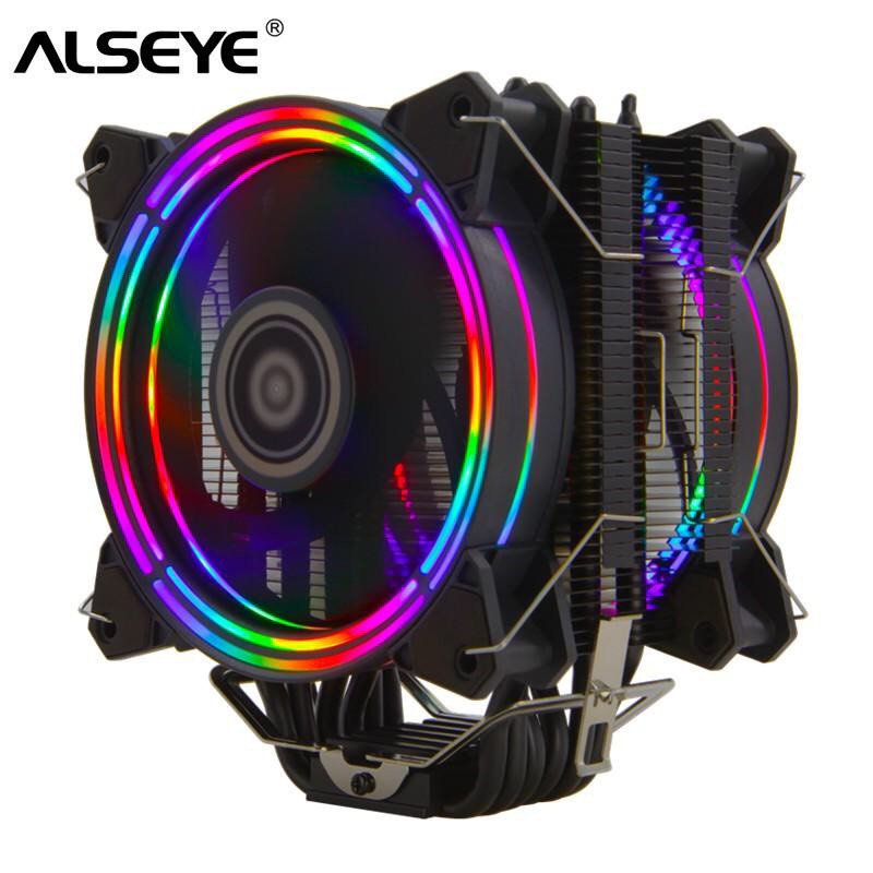 Tản nhiệt khí CPU cao cấp hãng ALSEYE 6 ống đồng 2 fan led RGB tương thích AMD INTEL