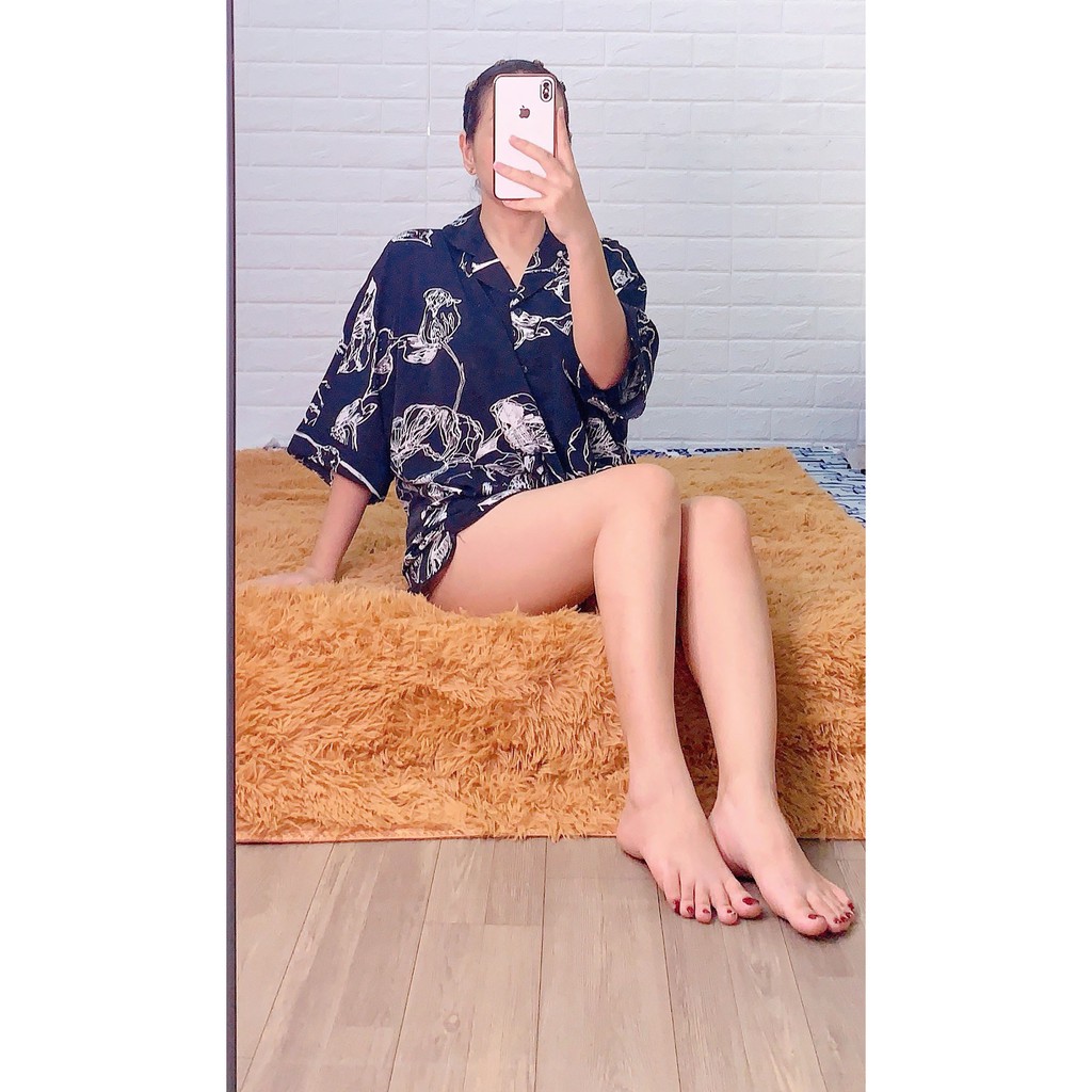 Đồ Bộ Lụa Mai Ngô - Quần Đùi Tay Cánh Dơi