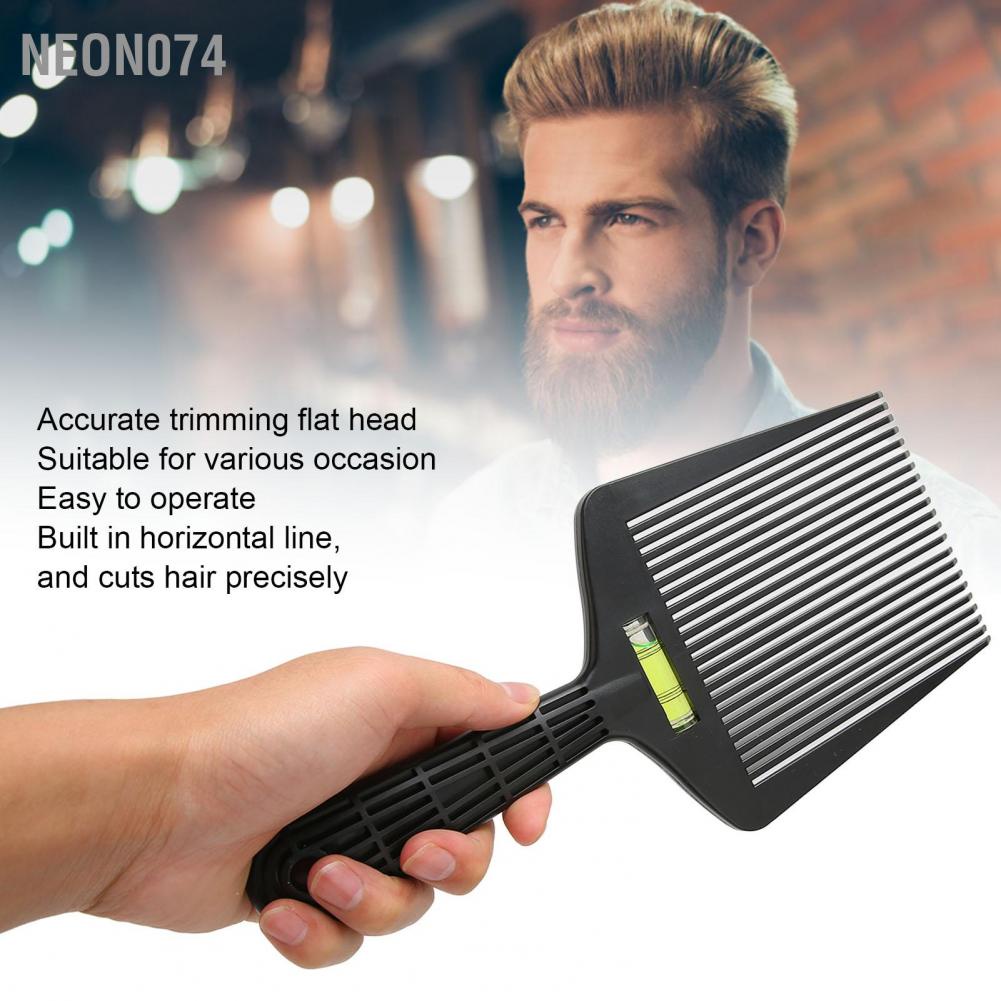 Neon074 Neon074 Nam Flat Top Hướng dẫn Lược Làm mịn Răng Cắt tóc Dụng cụ tạo kiểu cho Hair Salon Đen