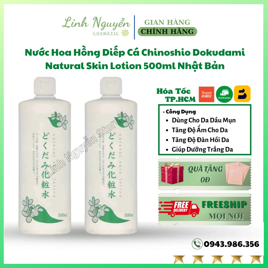 Nước Hoa Hồng Diếp Cá Chinoshio Dokudami Natural Skin Lotion 500ml Nhật Bản