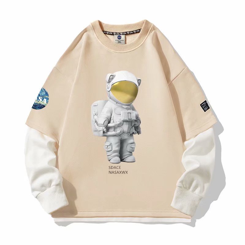 Áo hoodie tay dài cổ tròn dáng rộng in họa tiết phi hành gia NASA thời trang mùa thu 2022