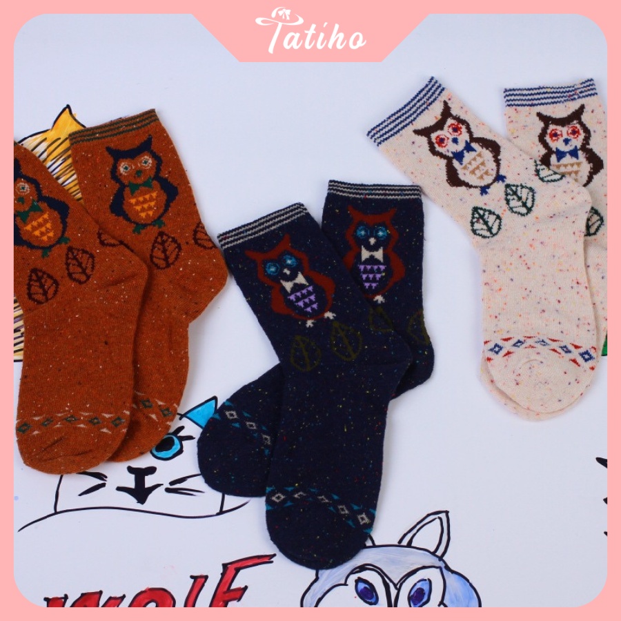 Vớ Tất Len Cổ Cao Họa Tiết Động Vật Thời Trang Thu Đông Phong Cách Hàn Quốc - Tatiho - Mã TV022