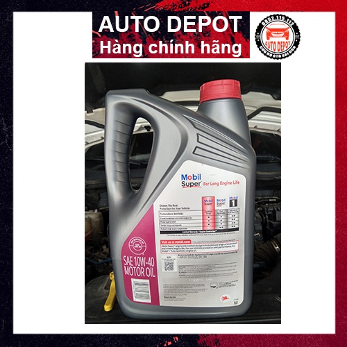 Dầu nhớt Mobil Super 5000 10W40 4.7L  chính hãng nhập từ Mỹ cho động cơ xăng xe ô tô