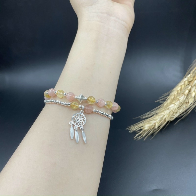 Vòng Tay Đá Phong Thuỷ Phối Chram Bạc 925 )