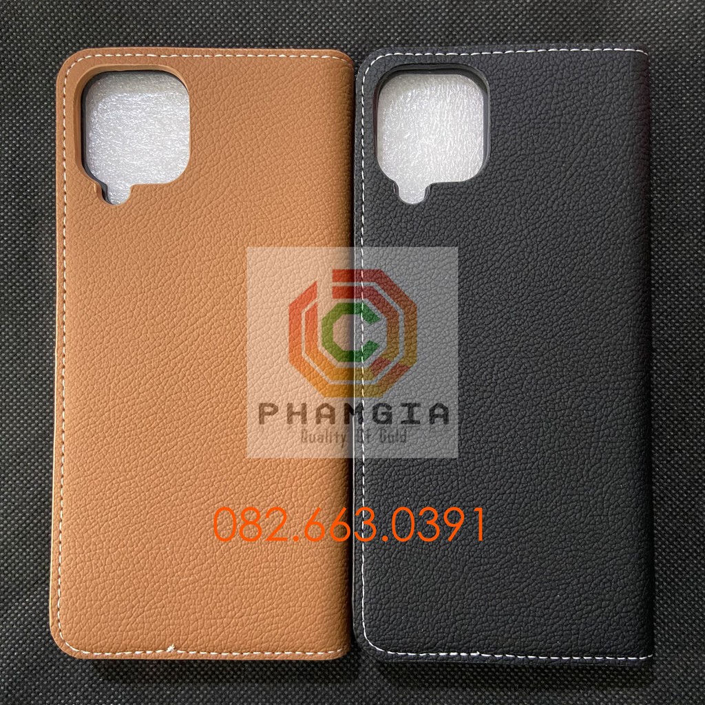 Bao da Samsung A12 không quai cài hiệu Lishẹn chất da siêu đẹp siêu mịn