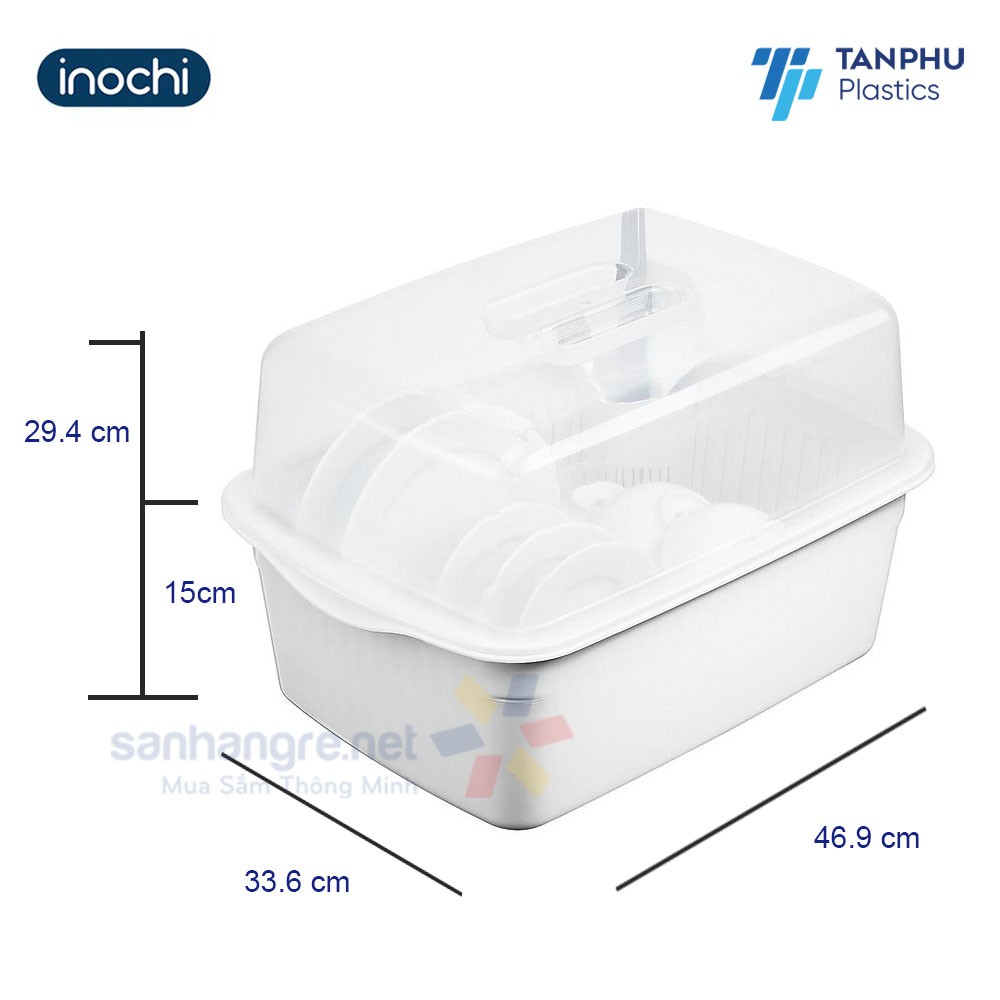 Kệ chén bát Inochi Tokyo có nắp đậy xuất Nhật kích thước 46.9x33.6x29.4cm