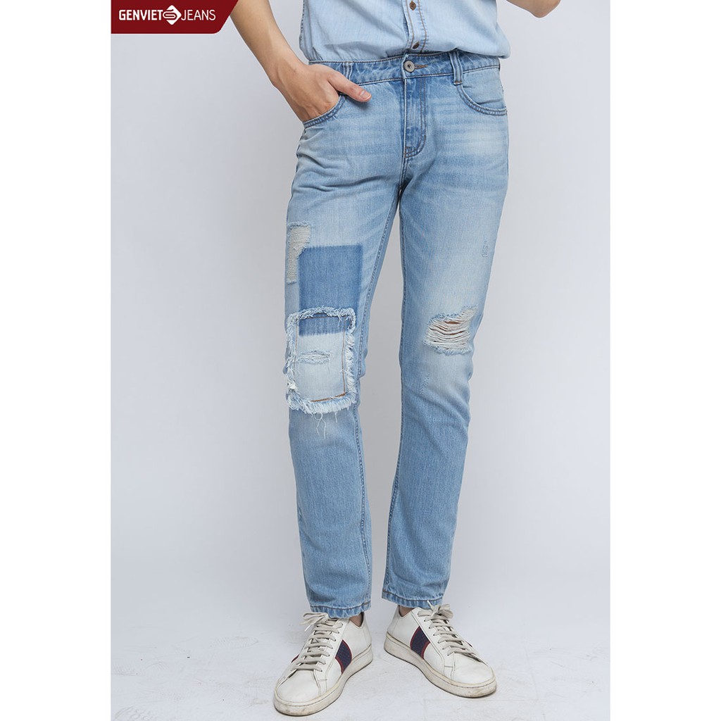  X1103J722 - Quần Dài GENVIET Jeans Nam Phối Xước | BigBuy360 - bigbuy360.vn