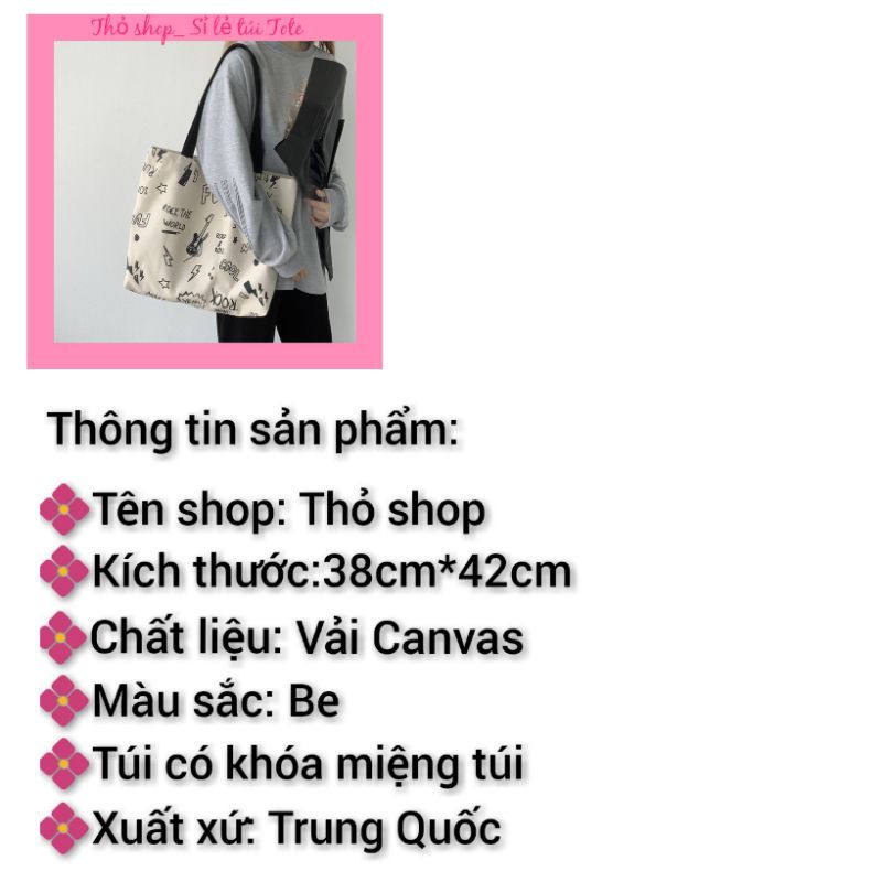 Túi tote vải canvas Ulzzang họa tiết M03