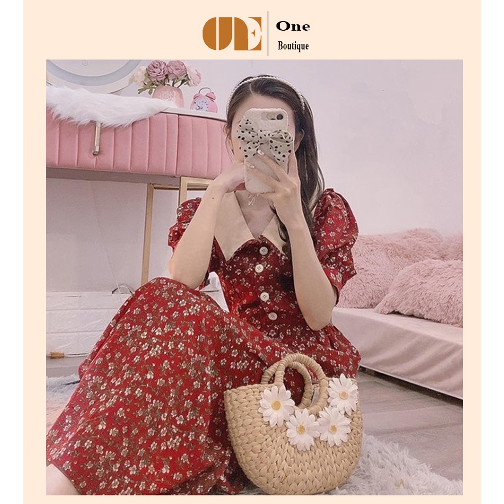 Váy Hoa Nhí Cổ Bèo Vintage [ BÁN SỈ ] 🌺 Đầm Hoa Nhí Dáng Dài One Boutique