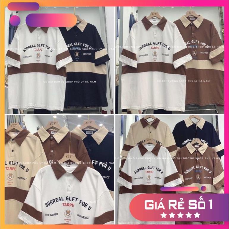 Áo Polo Nam Nữ,Outfit Phối Cầu Kỳ In Gấu Chữ Ngực TARPE Áo Ngắn Tay Cổ Bẻ Chất Thun Cotton Cao Cấp Thoáng Mát(Ảnh Thật)
