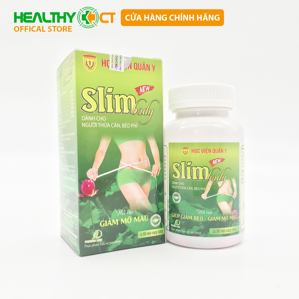 Viên Uống Slim Body New Học Viện Quân Y Hỗ Trợ Giảm Cân Hộp 100 Viên (Mua 2 Tặng 1 Trà Slimutea)