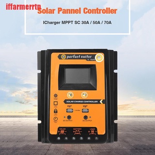 Thiết Bị Điều Chỉnh Sạc Năng Lượng Mặt Trời Mppt 12 / 24V 30 / 50 / 70A 5V Hai Cổng USB Màn Hình LCD