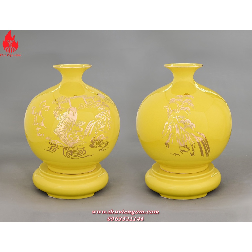 Bình hút lộc màu vàng gốm sứ Bát Tràng