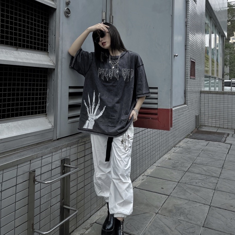 Áo phông FALSE GOD chất liệu vải wash form oversize