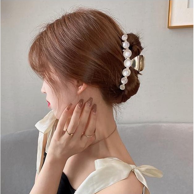 Kẹp Tóc Kim Loại Đính Ngọc Trai Xinh Xắn Dành Cho Nữ