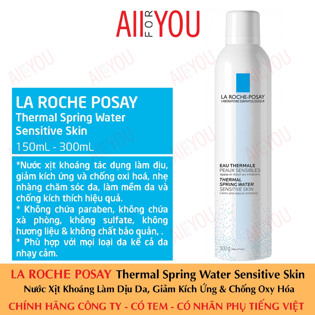 [CHÍNH HÃNG CÓ TEM]  LA ROCHE POSAY Thermal Spring Water Sensitive Skin 150mL &amp; 300mL -  Xịt Khoáng Dành Cho Da Nhạy Cảm