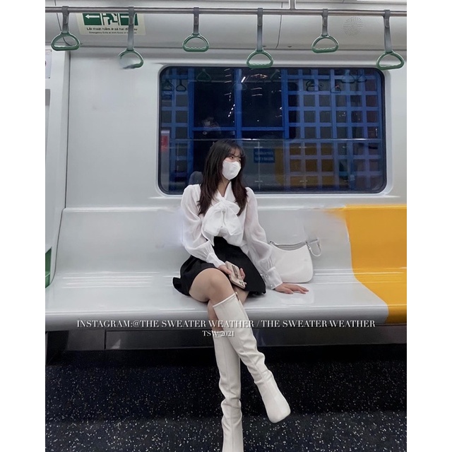 (Ảnh thật) Áo sơmi voan 2 lớp thắt nơ cúc ngọc the.sweaterweather TSW | BigBuy360 - bigbuy360.vn