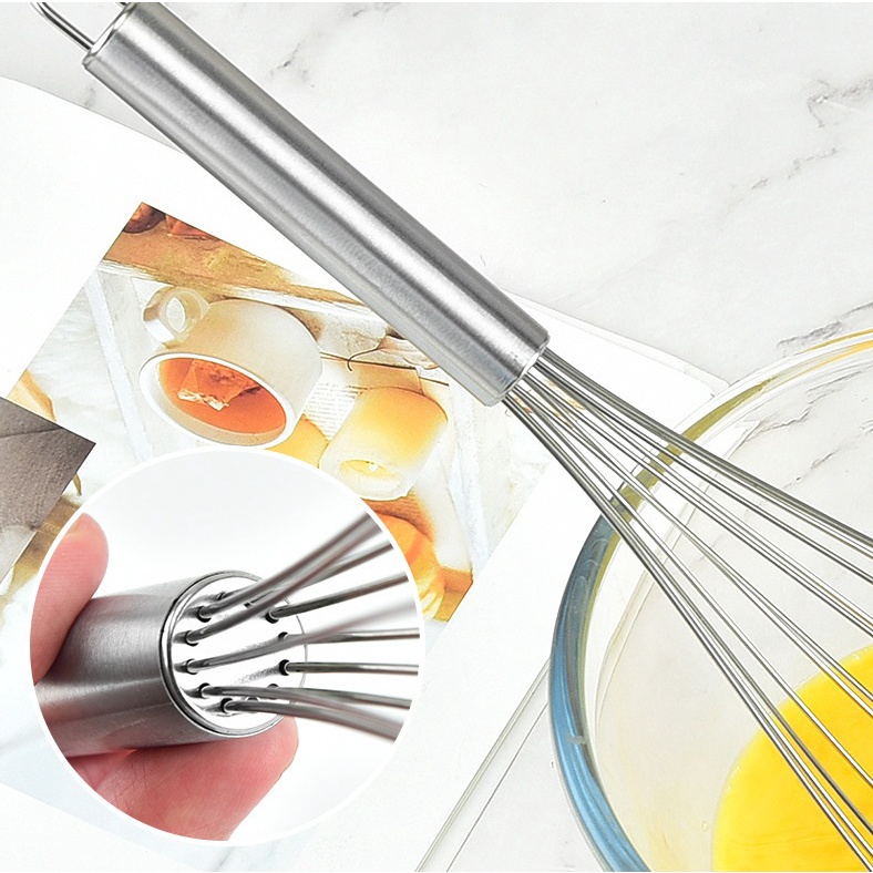 SG - Cây đánh trứng inox nhiều size, phới lồng đánh trứng cầm tay