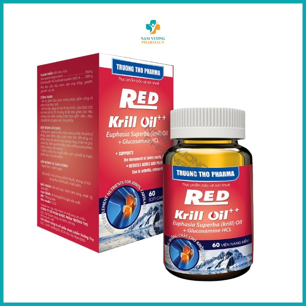 Dầu Nhuyễn Thể Red Krill Oil - Tăng Cường Dịch Khớp, Tái Tạo Sụn Khớp - TRƯỜNG THỌ PHARMA - Hộp 60v