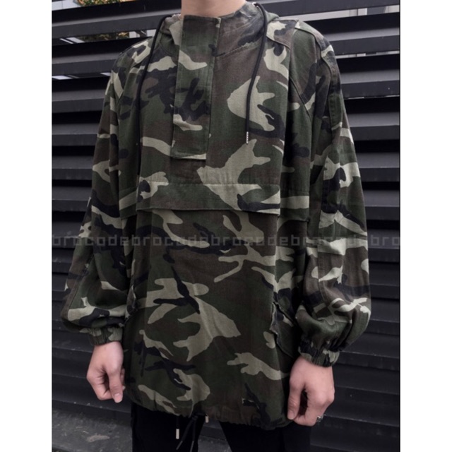 Áo Hoodie camo vải kaki bố dày
