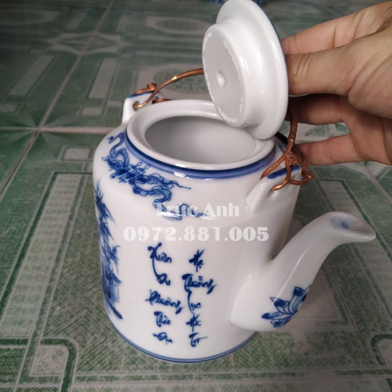 Ấm tích vẽ Trúc Lâm men LAM cao cấp