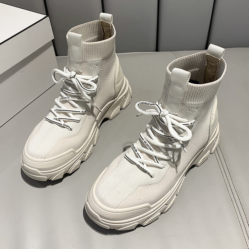 Giày bốt Martin IELGY vải dệt co giãn thoáng khí đế dày buộc dây thời trang cho nữ