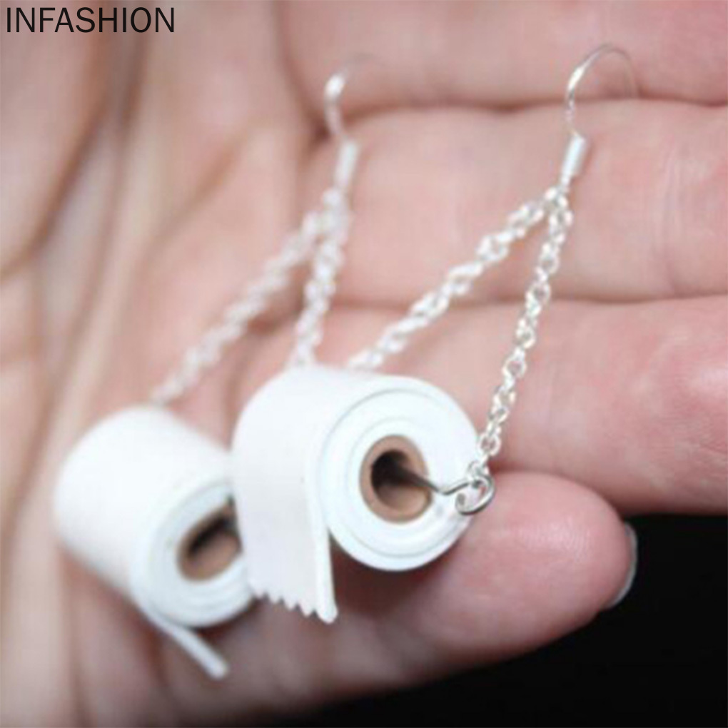 Đôi Khuyên Tai Dài Họa Tiết Giấy Vệ Sinh Thời Trang Cho Nữ