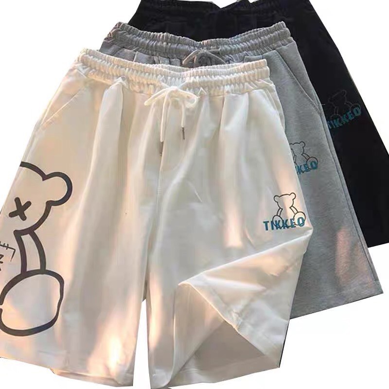 Quần đùi in hình gấu Cotton unisex (kèm ảnh thật)