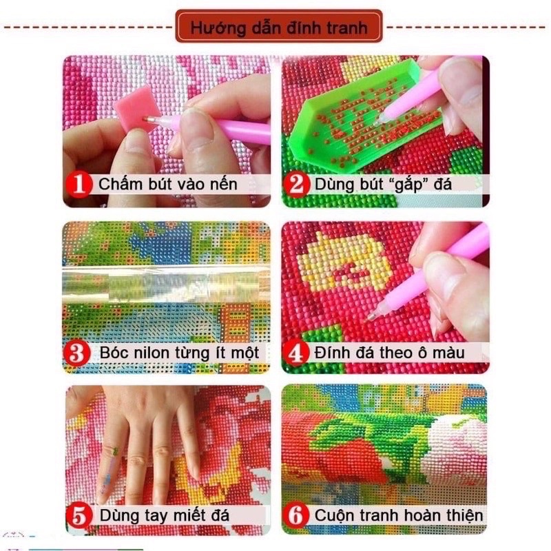 Tranh Đính đá Hoa khai phú quý D9882  chưa đính