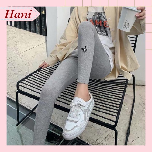 Quần Legging len tăm thêu Mickey  body siêu co dãn dành cho nữ