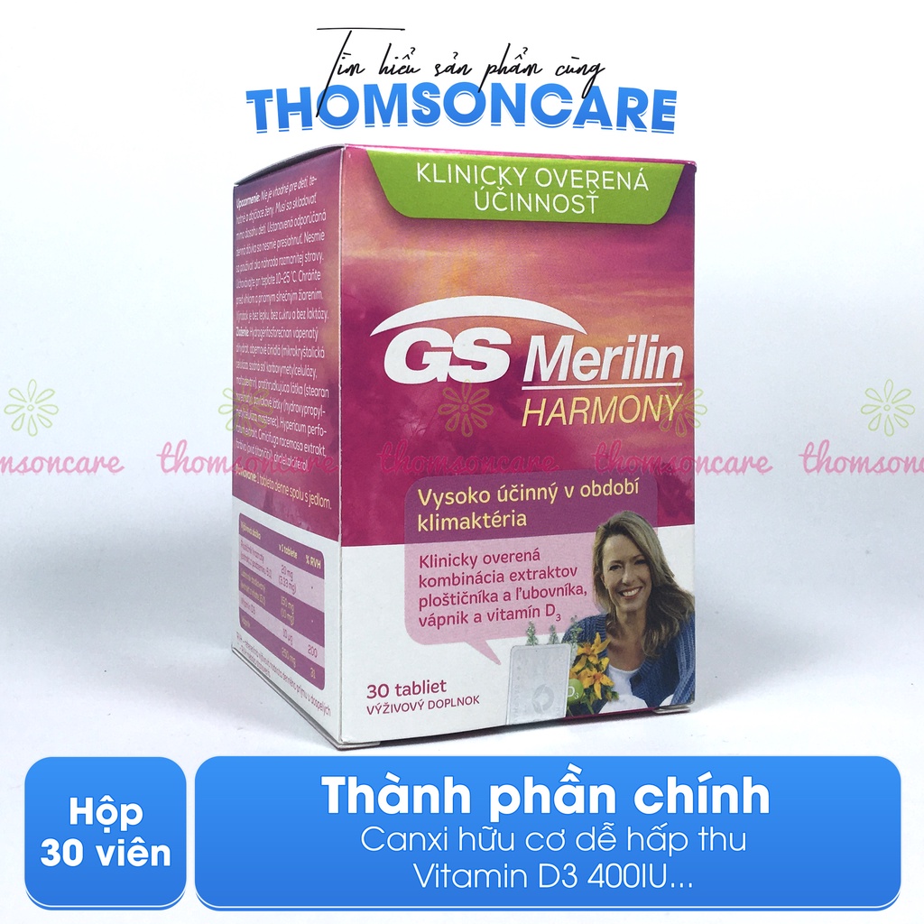 GS Merilin bổ sung nội tiết tố cho phụ nữ thời tiền mãn kinh, phòng loãng xương Hộp 30 viên nhập khẩu Châu Âu GSmerilin
