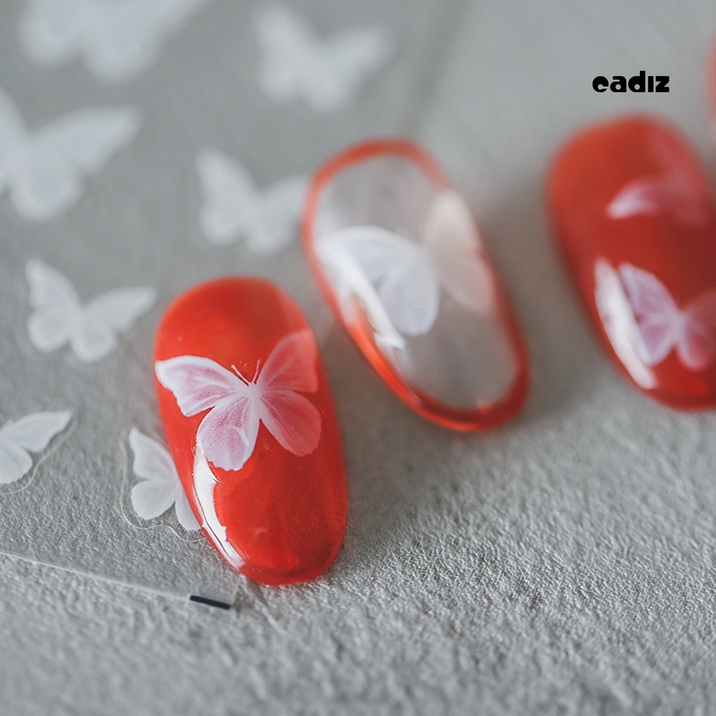 Miếng Dán Trang Trí Móng Tay Hình Bướm Trắng Dễ Sử Dụng Cho Nữ