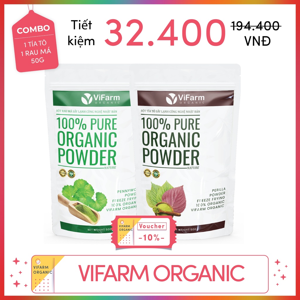 Bột Tía Tô Nguyên Chất ViFarm 50Gram, Bột Tía Tô Sấy Lạnh Hỗ Trợ Giảm Cân, Đẹp Da