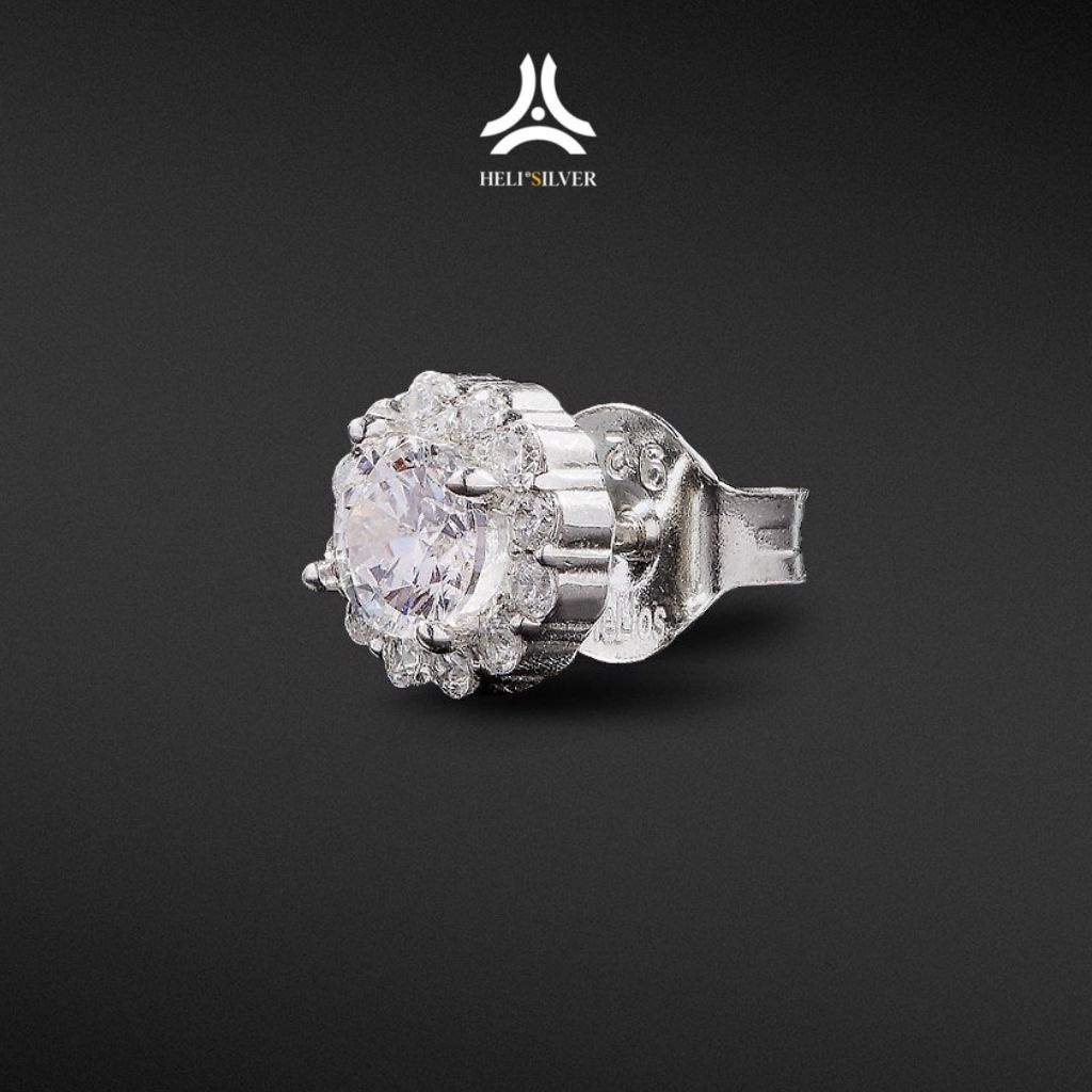 Khuyên tai bạc nam, nữ HeliSilver Mystery - Đá Trắng s925 KTB147