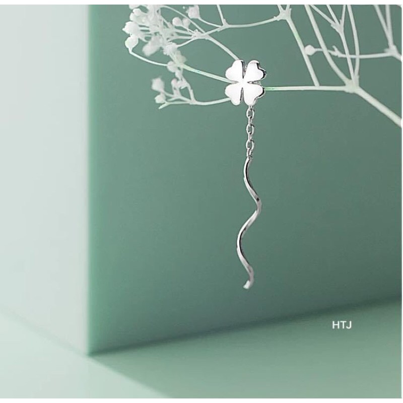 NỤ 4 LÁ DANG DÀI CAO CẤP - BÔNG TAI BẠC NHỎ XINH