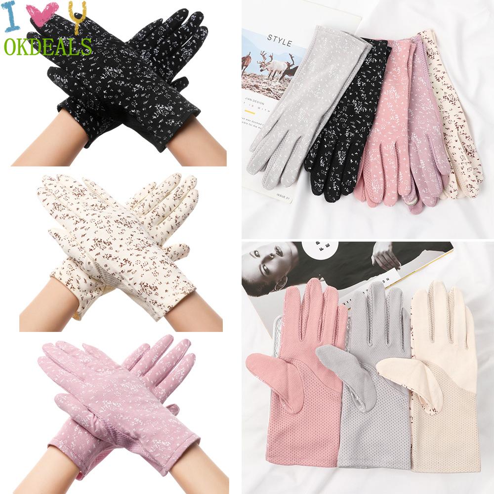 Okdeals Găng Tay Cotton Dài Chống Nắng Tia UV/Nắng Chạm Được Nhiều Màu Sắc Hình Hoa Mùa Hè Cho Nữ